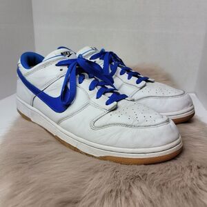 Nike Air Force 1 Dunk Low Leather Blue And White Sneaker Shoes Size 12